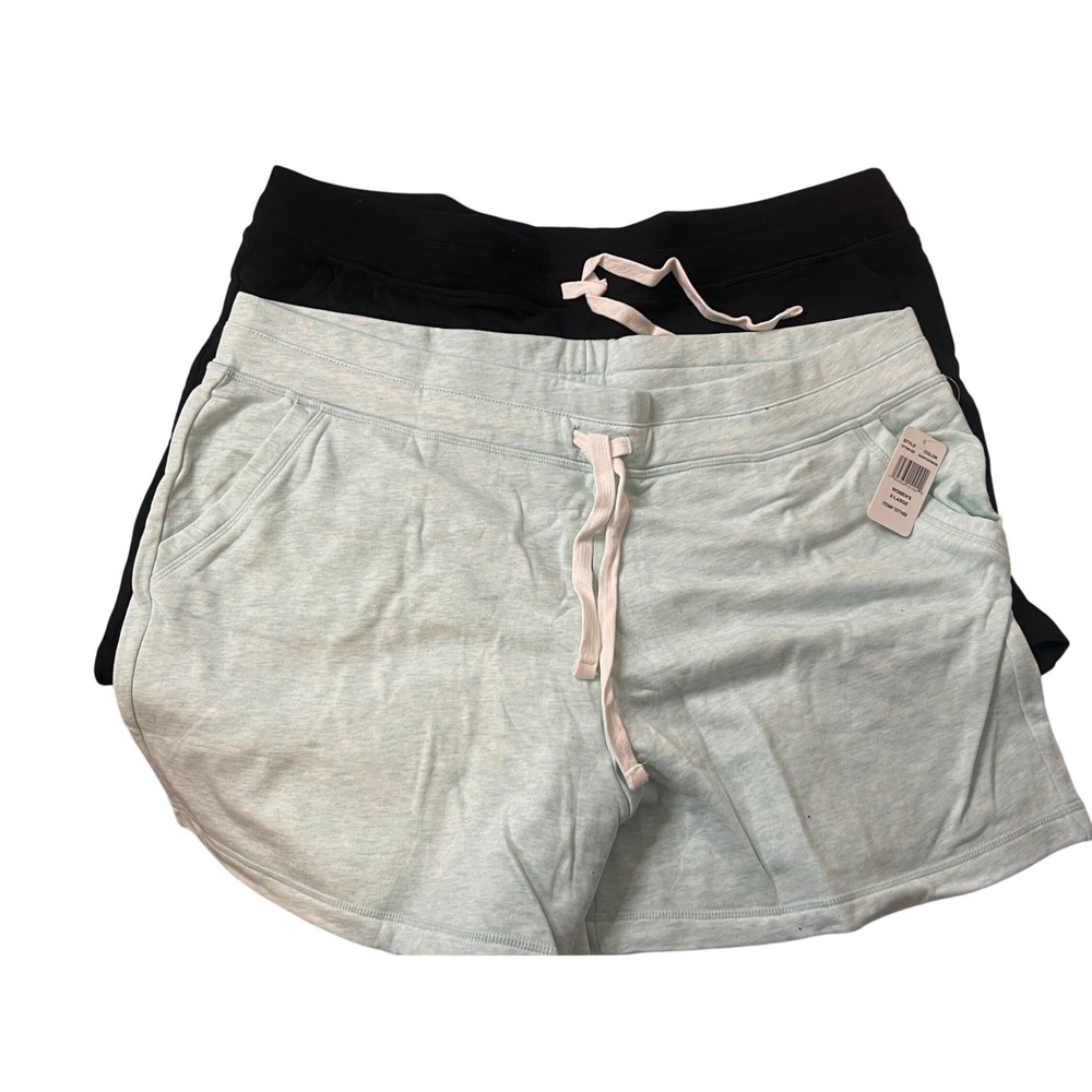 32 Degrees Cool 2 Pack Women XL Shorts Black Soothing Sea Blue Heather 1577450